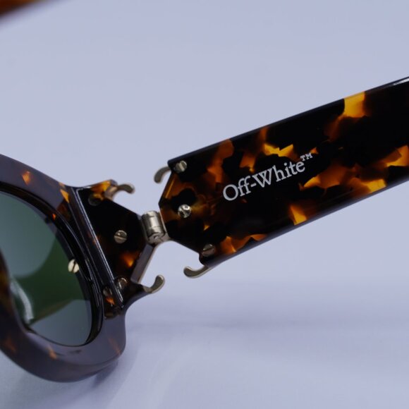 Off-White OERI14E PALMER 6055 Sunglasses Havana Oval Frame, Green Lenses main image 8